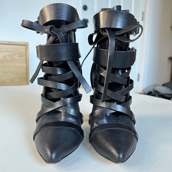 Isabel Marant Royston Leather Strappy Ankle Boots Size IT 37 - Picture 2 of 7